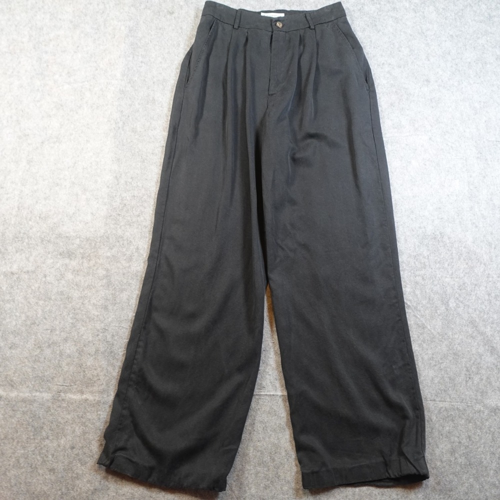 Reformation Pants Womens 6 Black Pleated Baggy Wide Leg Lyocell